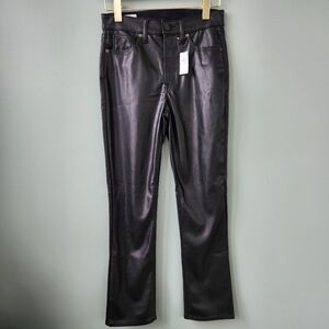 GAP Vintage Slim High Rise Vegan Leather Pants Size 27 Black